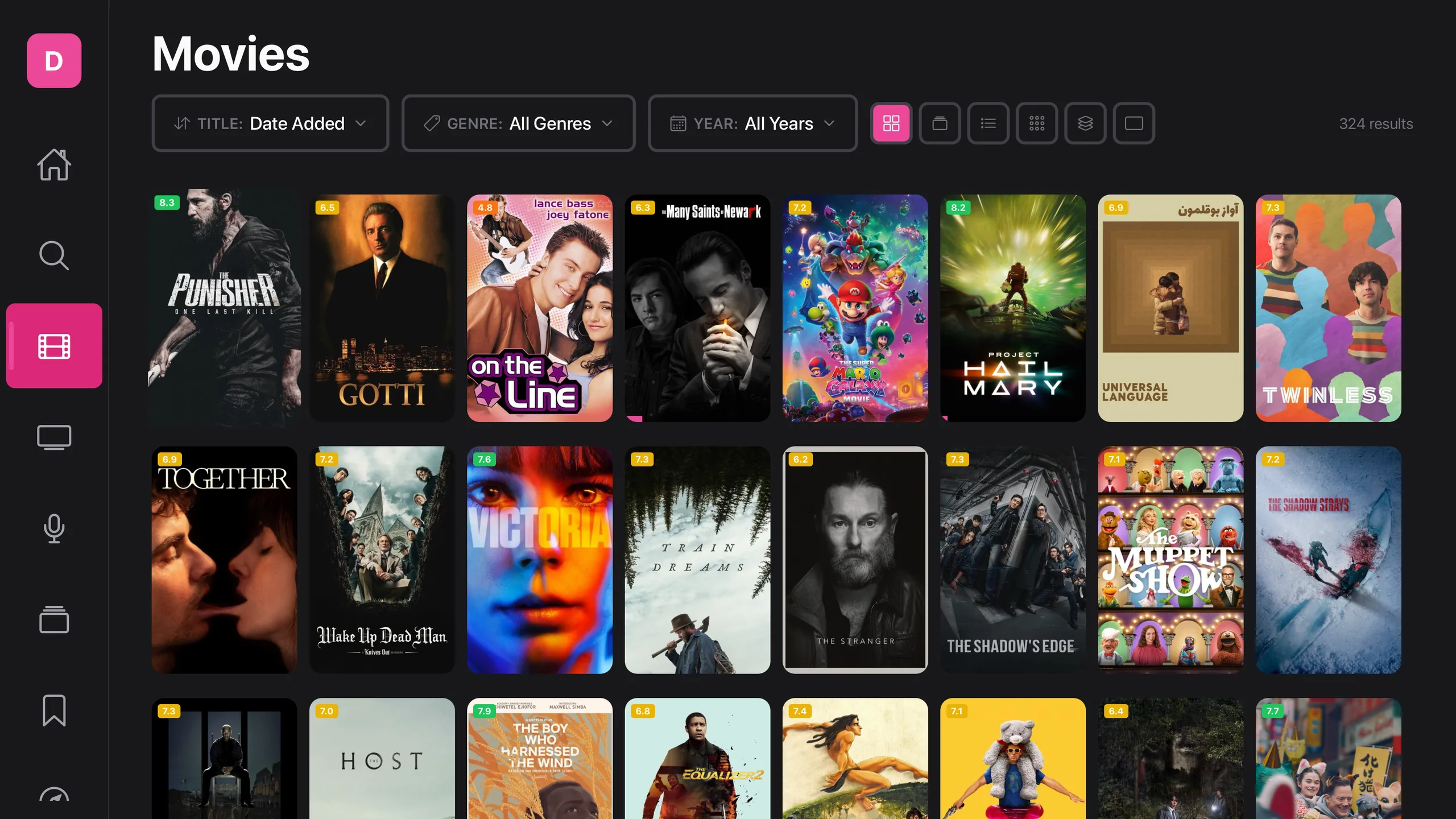 Dubby on Apple TV — movie library poster grid